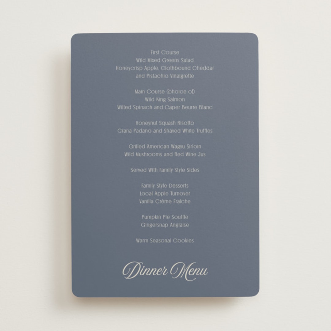 "Ritzy" - Menus in French Blue by Nicoletta Savod - Front