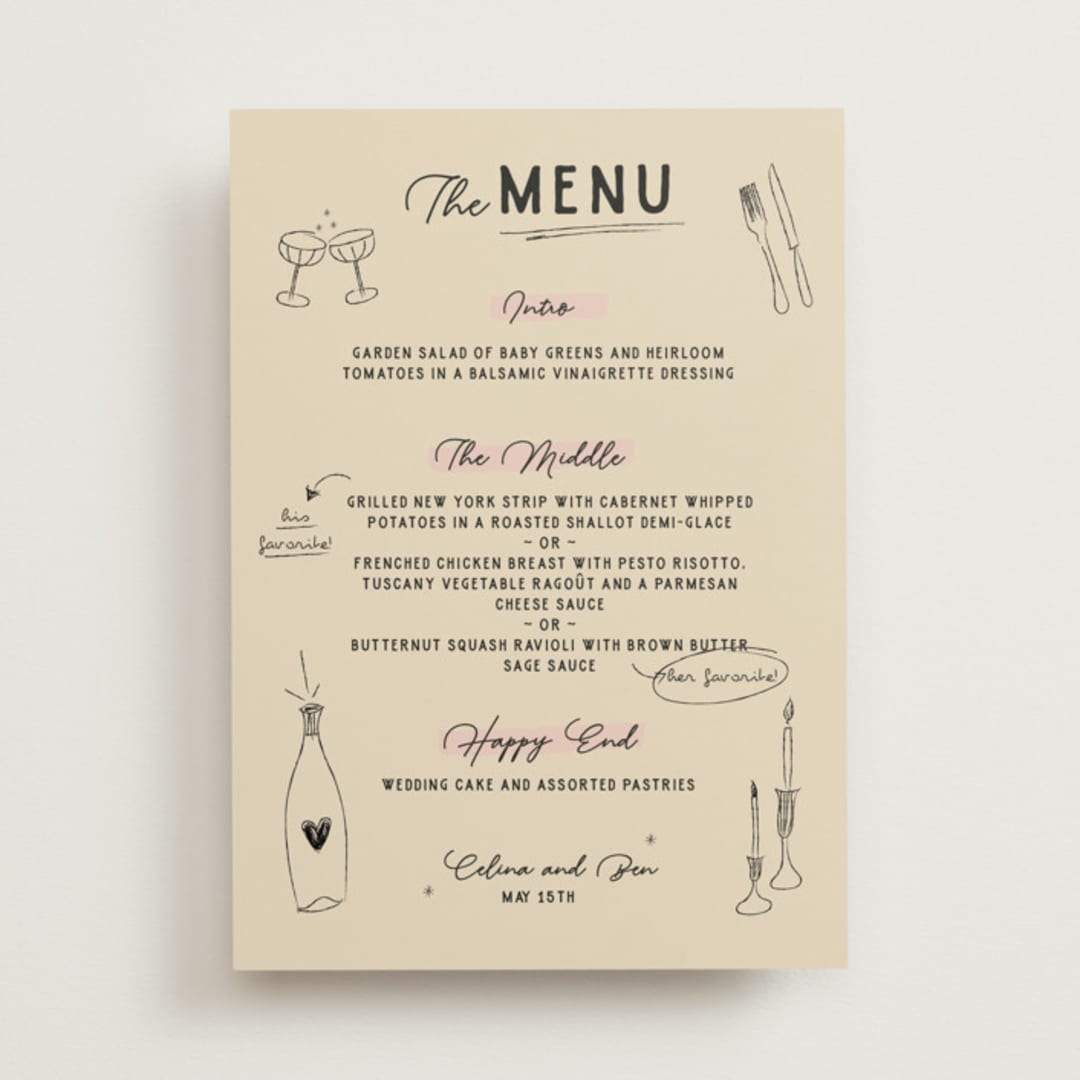 "Modern Fairy Tale" - Menus in Linen by Helena Vitto - Front