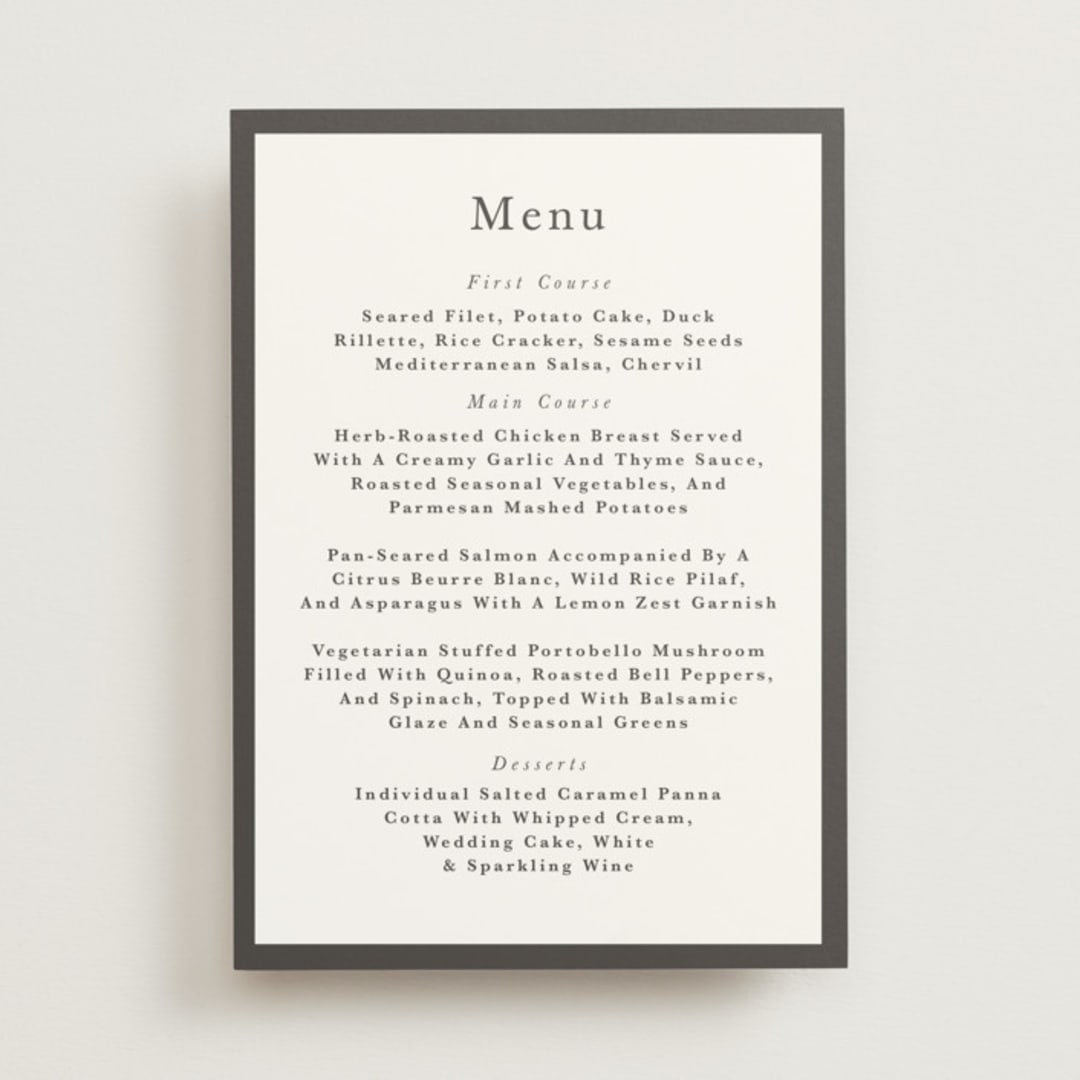 "monogram square" - Menus in Charcoal by Lori Wemple - Front