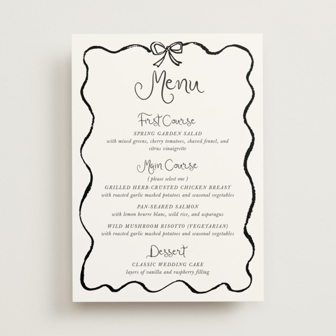 "quirky fun" - Menus in Tuxedo by Cass Loh - Front