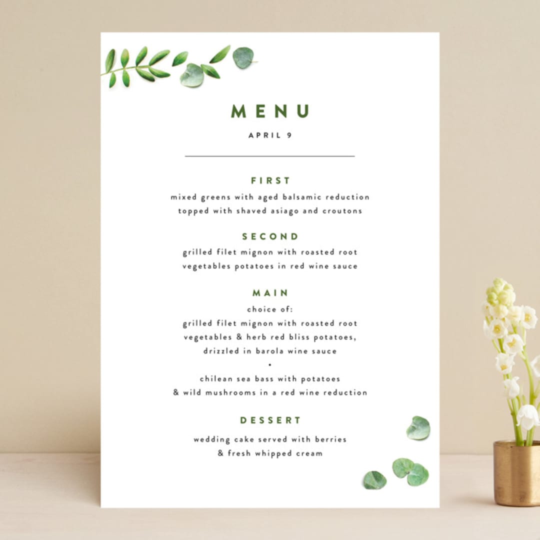 "Leaf Arc" - Menus in Sage by Ariel Rutland - Front