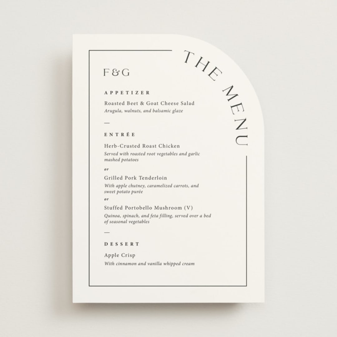 "Side arch" - Menus in Tuxedo by Adelyn T. - Front