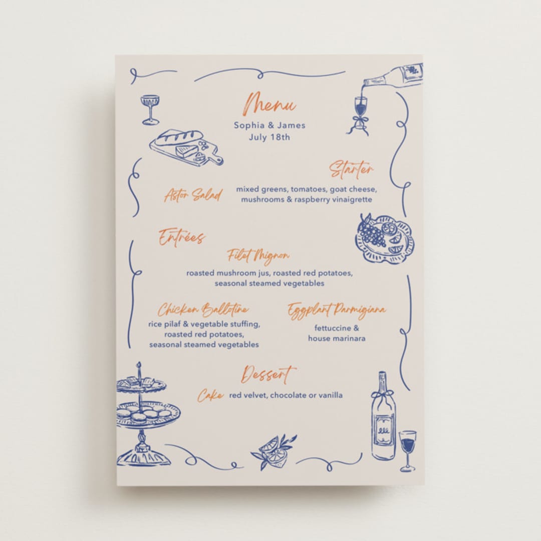 "Bon Appetit" - Menus in Blueberry by Elly - Front