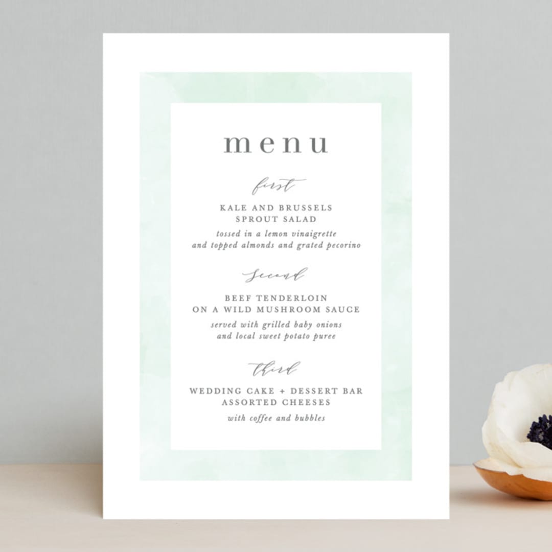 "Caliza" - Menus in Seafoam by Lauren Chism - Front