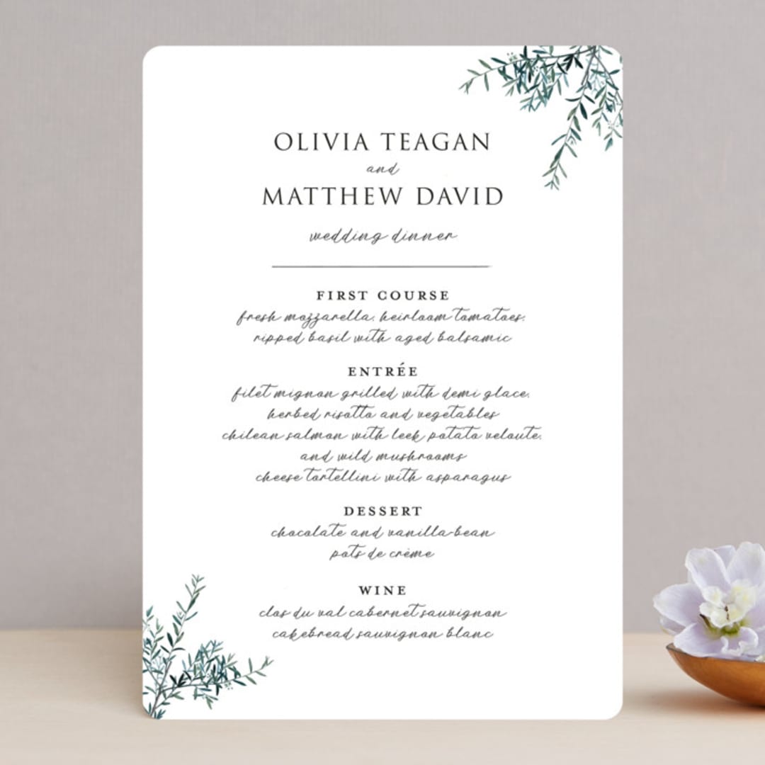 "Fresh Sage" - Menus in Olive by Christie Kelly - Front