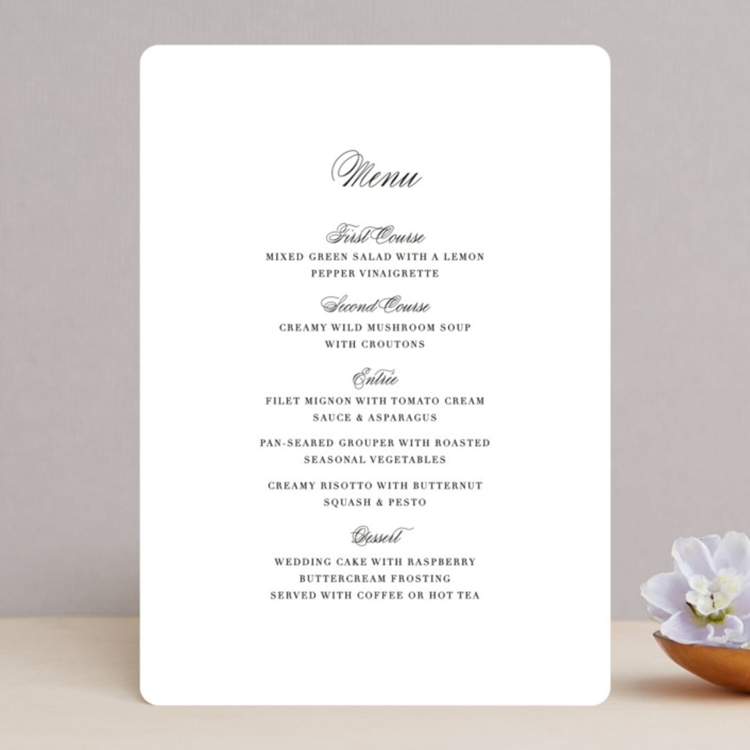 "One and Only" - Menus in Classic Bride by Design Lotus - Front