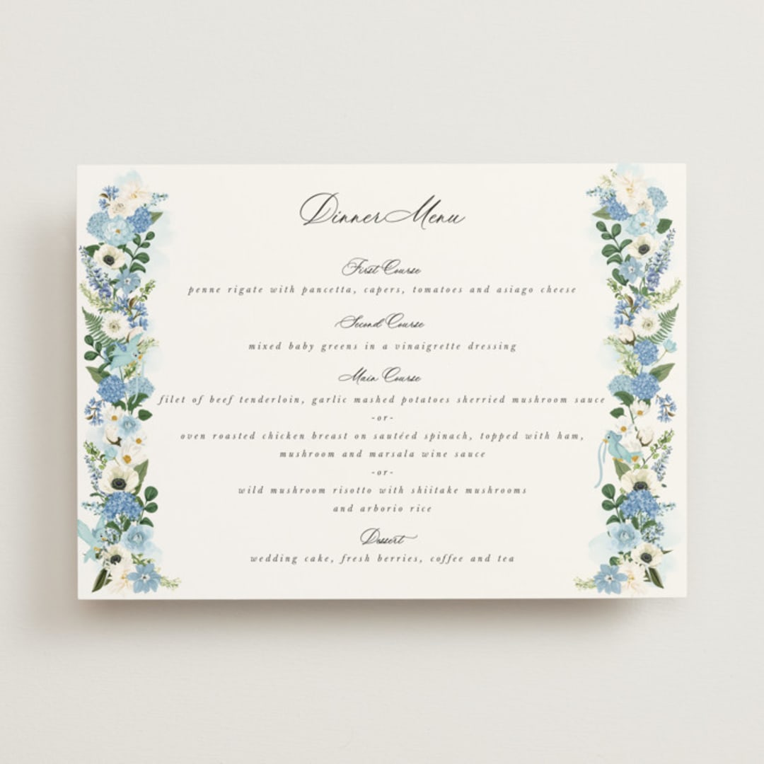 "Disney's Cinderella Fairytale" - Menus in Bluebell by Susan Moyal - Front