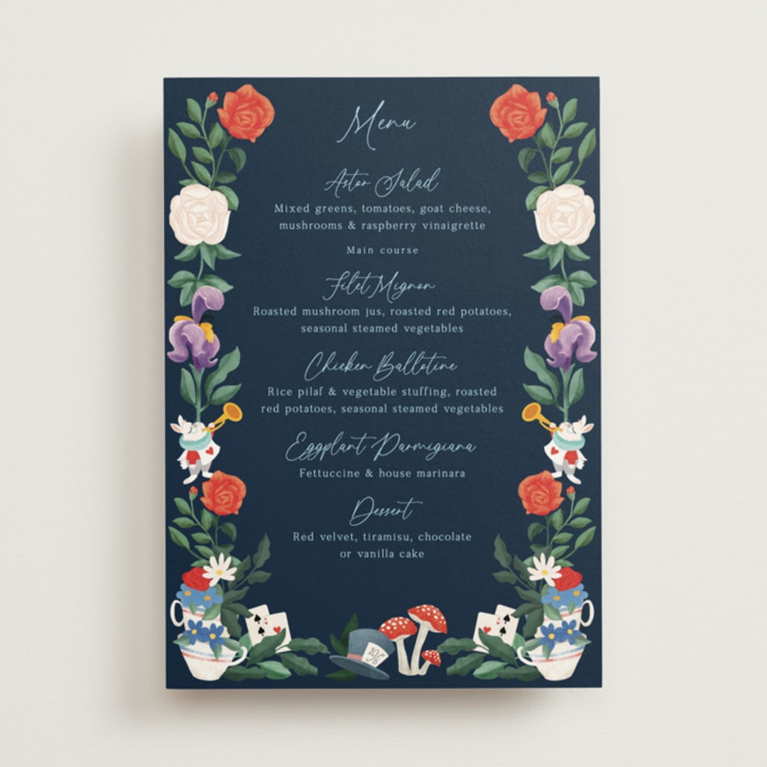 "Disney's Alice In Wonderland Garden Tea Party" - Menus in Evening by Elly - Front