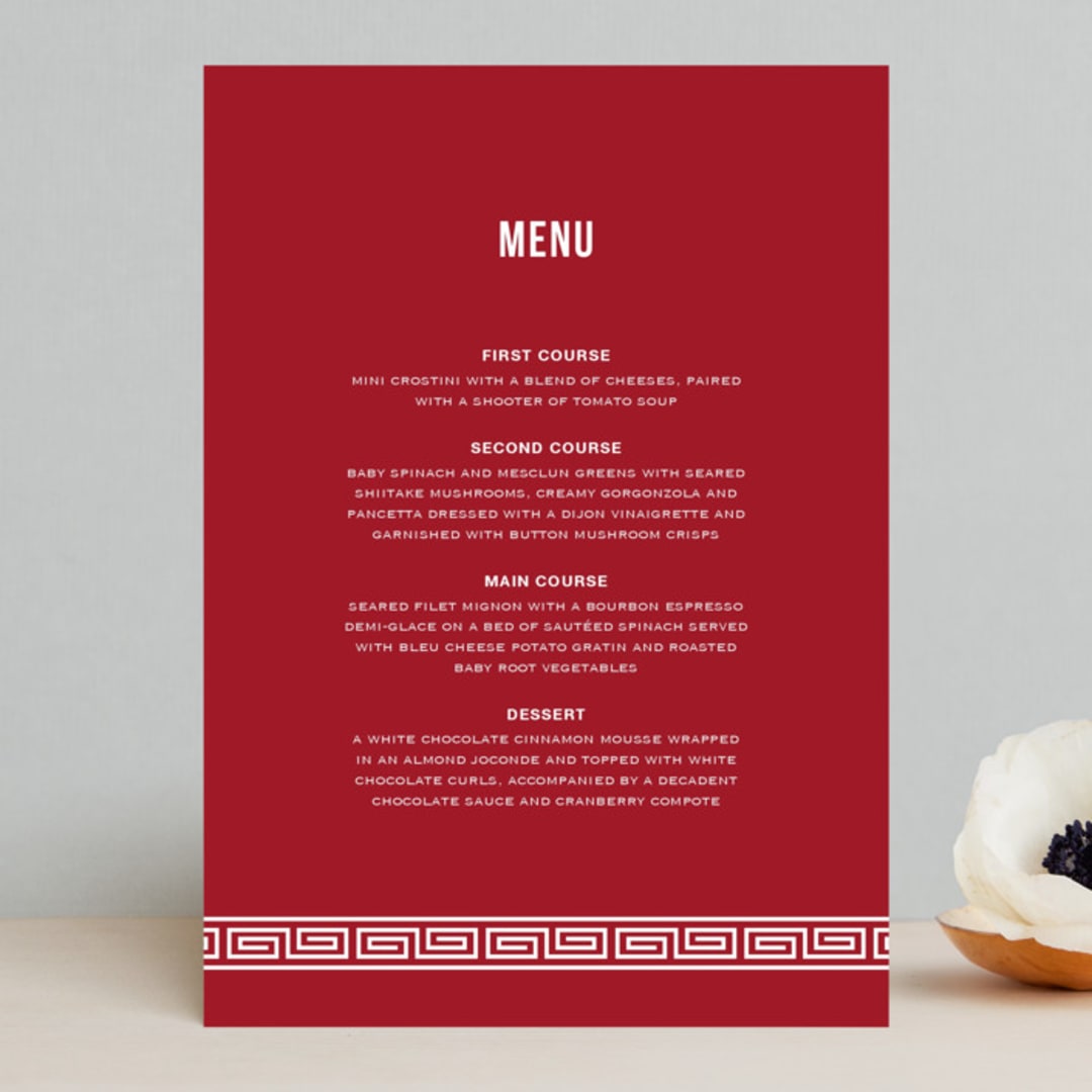 "Double Happiness Seal" - Menus in Carmine by Lori James - Front