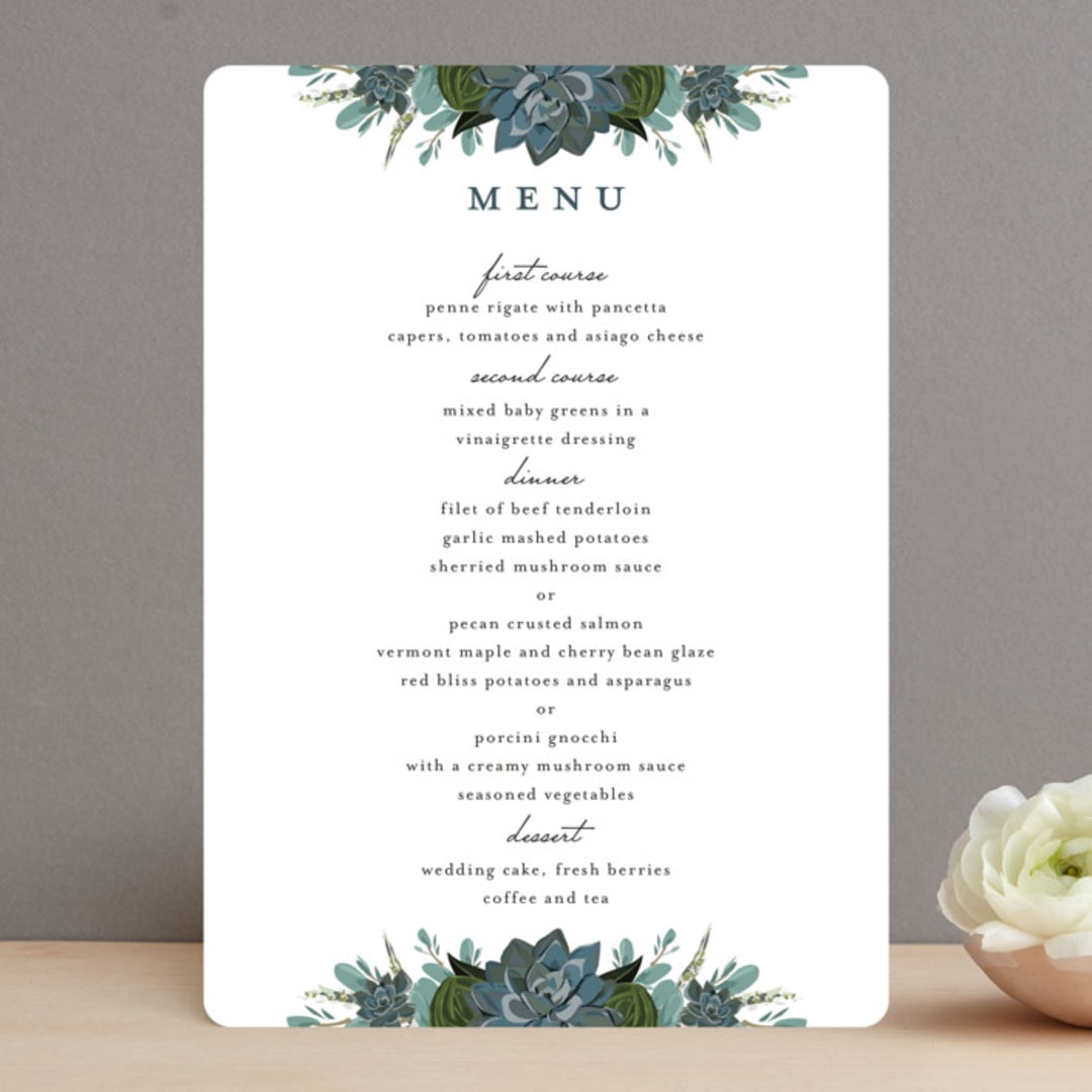 "Echeveria" - Menus in Prussian Blue by Susan Moyal - Front