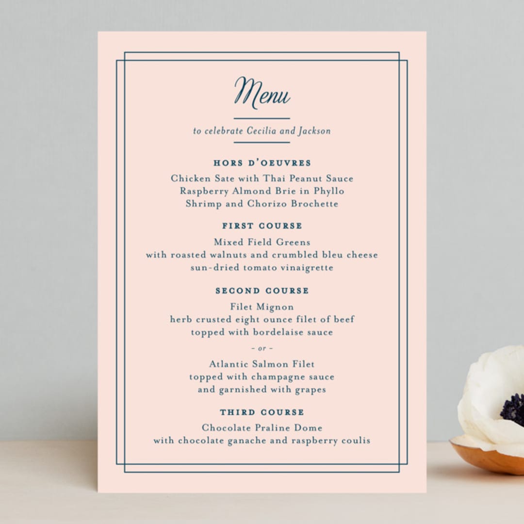 "Chic Gala" - Menus in Cotton Candy by Kimberly FitzSimons - Front