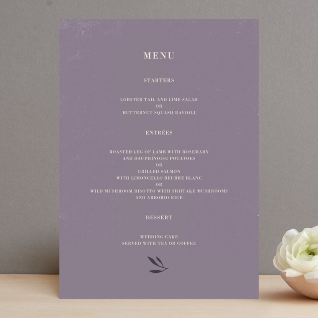 "flower press" - Menus in Mauve by Peony Rose Design - Front