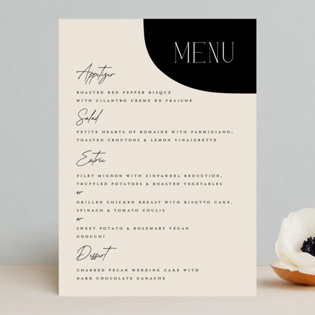 "Contour" - Menus in Ecru by Erica Krystek - Front