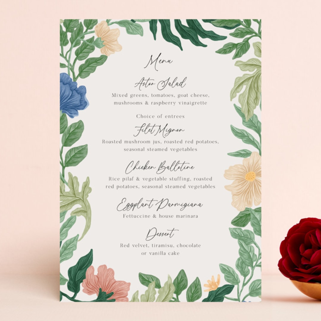 "Floral Garden" - Menus in Garden by Elly - Front