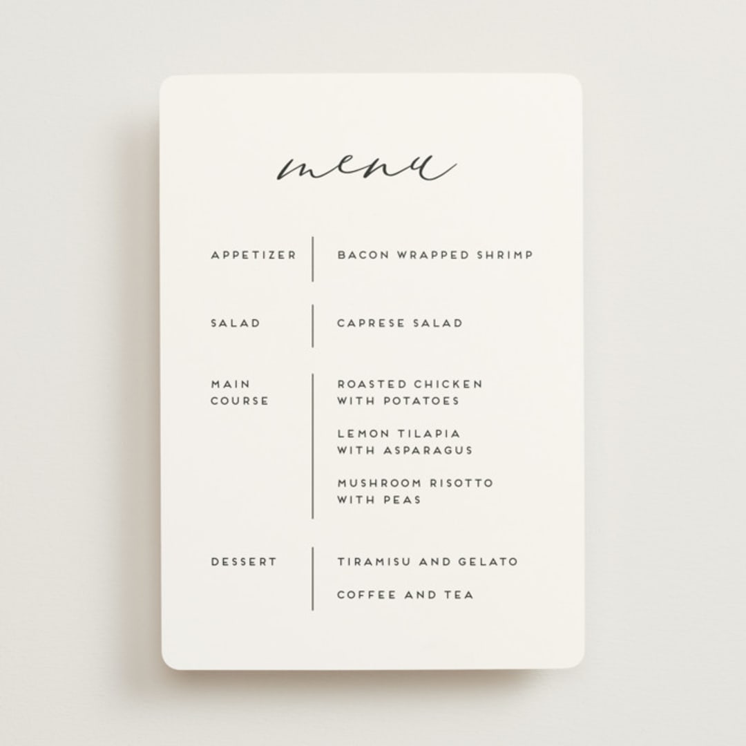 "the script" - Menus in Tuxedo by Genna Blackburn - Front