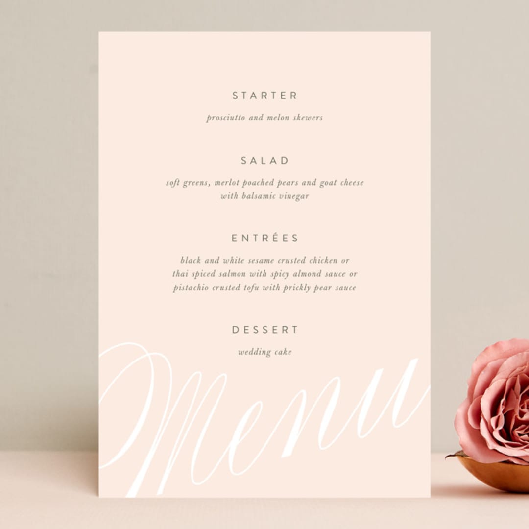 "Classic Lux" - Menus in Blush by Stacey Day - Front