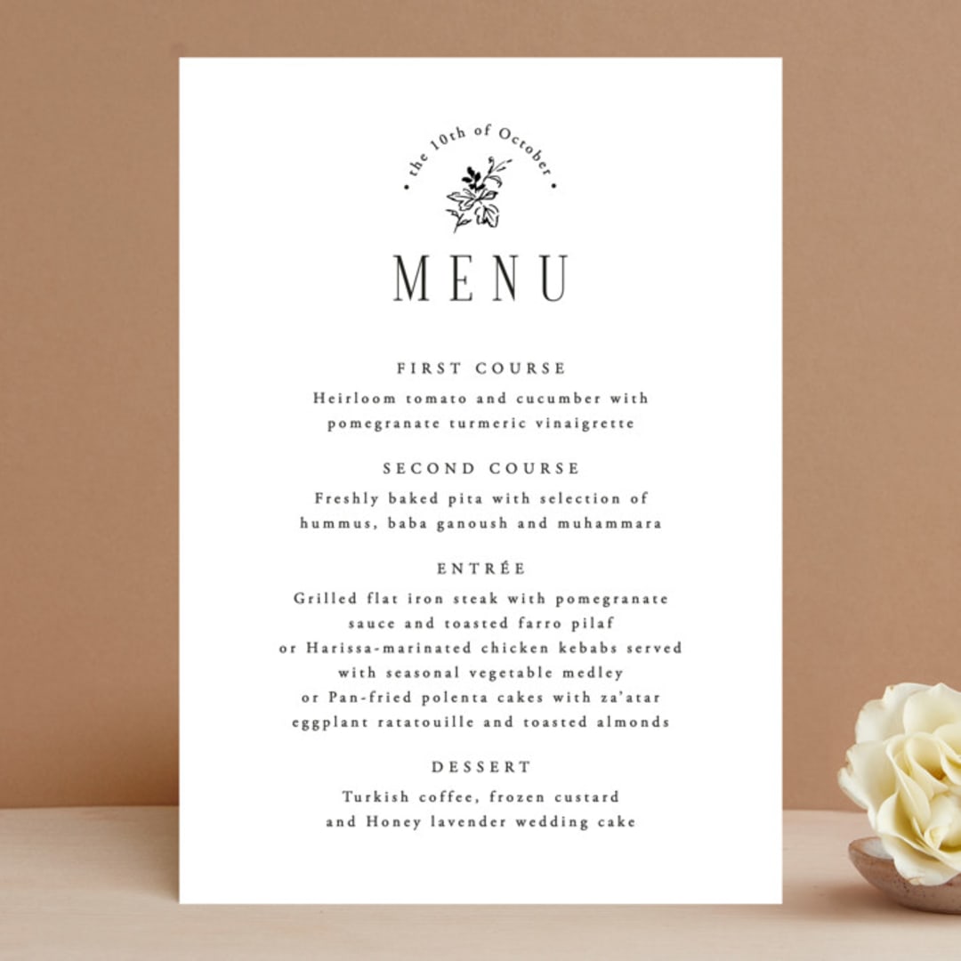 "Quintessential" - Menus in Cotton by Everett Paper Goods - Front