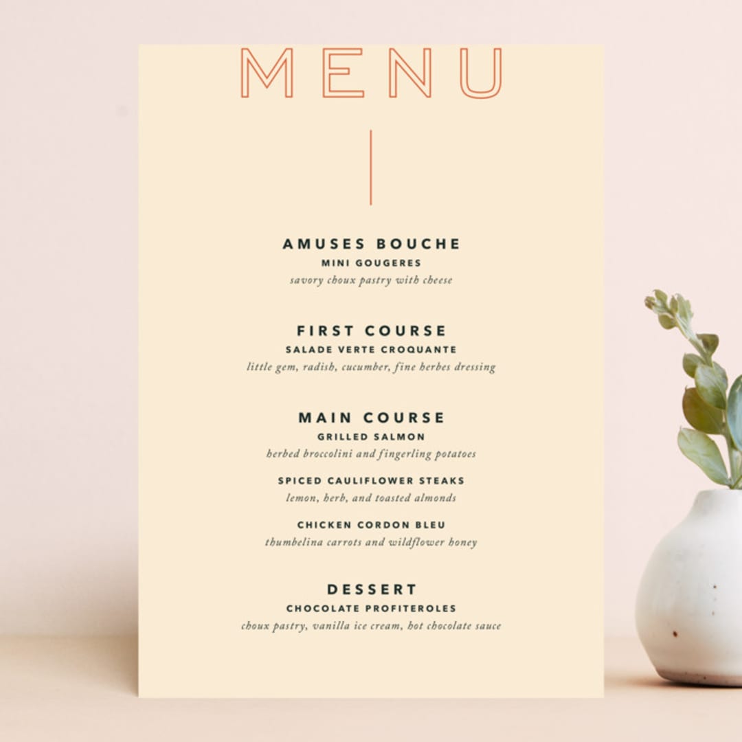 "Top to Bottom" - Menus in Evergreen by Kindred Fields - Front