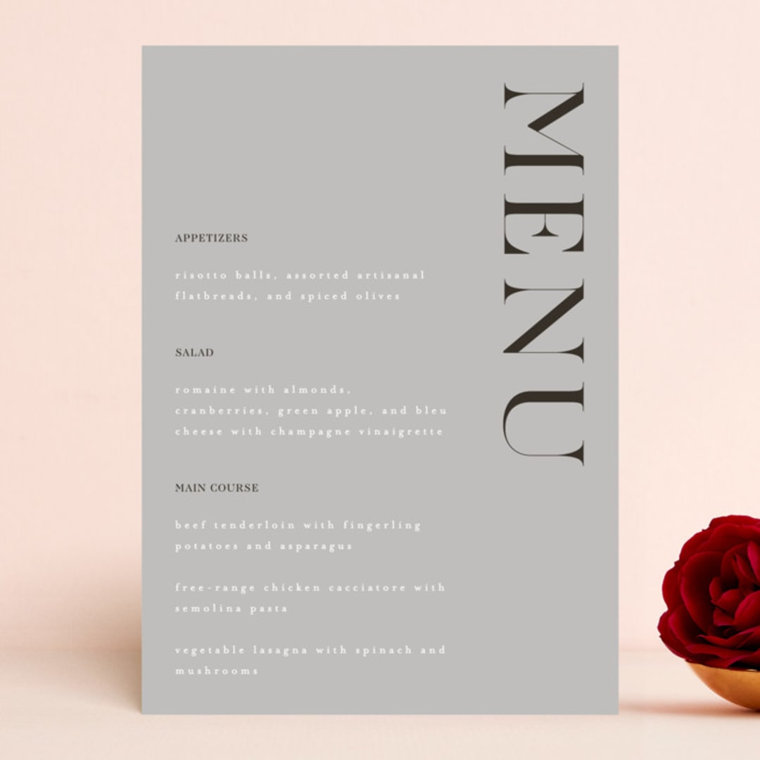 "Show" - Menus in Dove Gray by Up Up Creative - Front