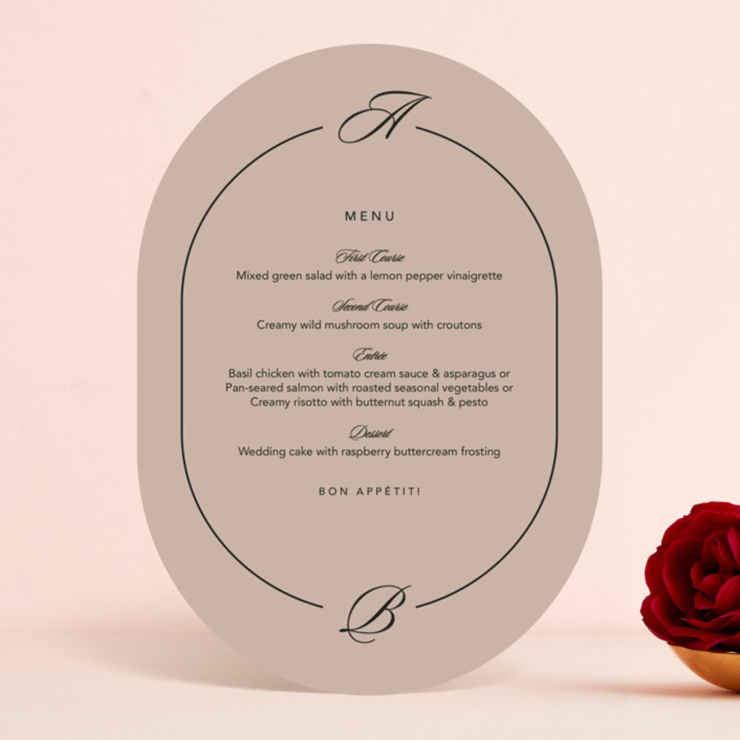 "Initials Circle Arch" - Menus in Latte by FRANI - Front