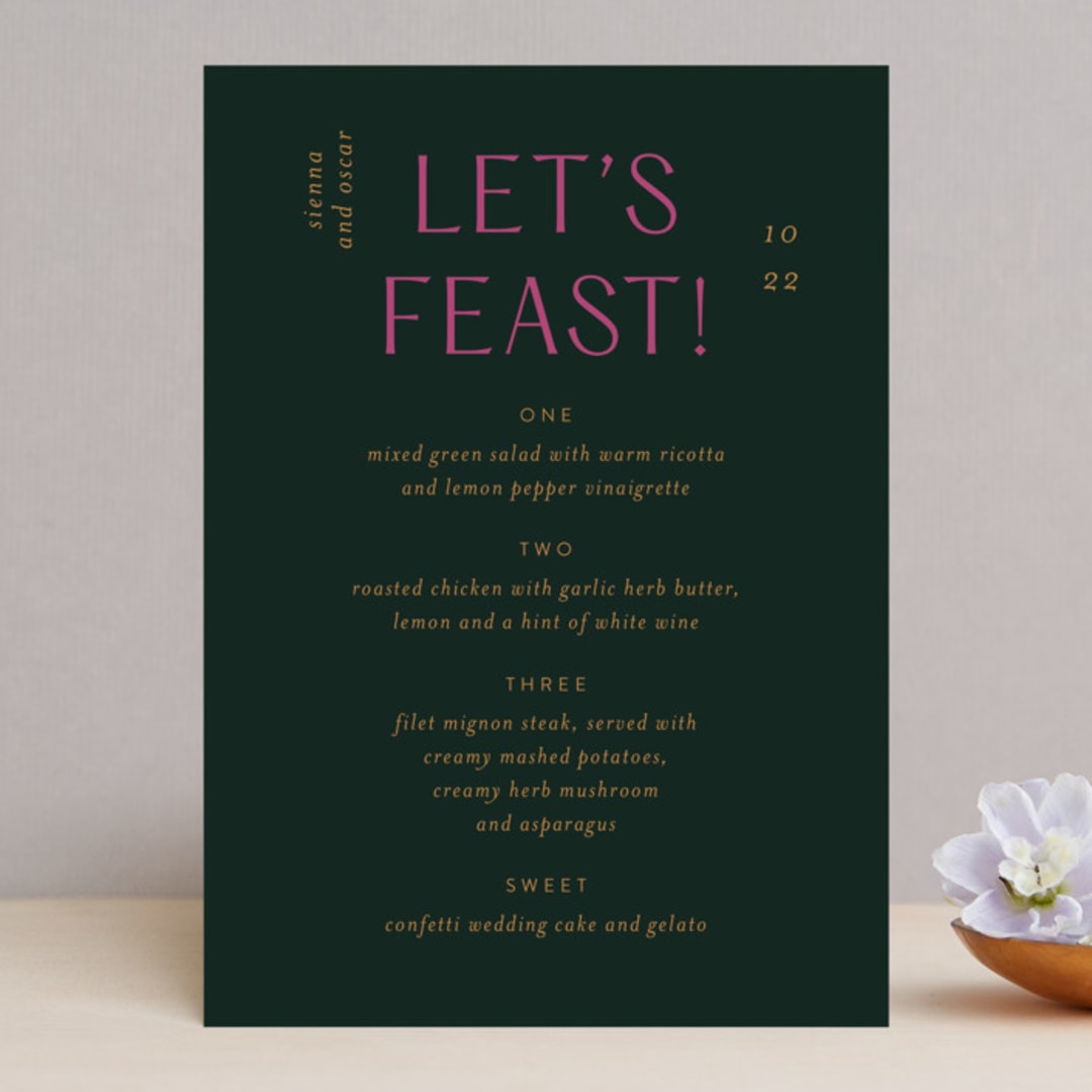 "Miami" - Menus in Bird of Paradise by Ashley DeMeyere - Front