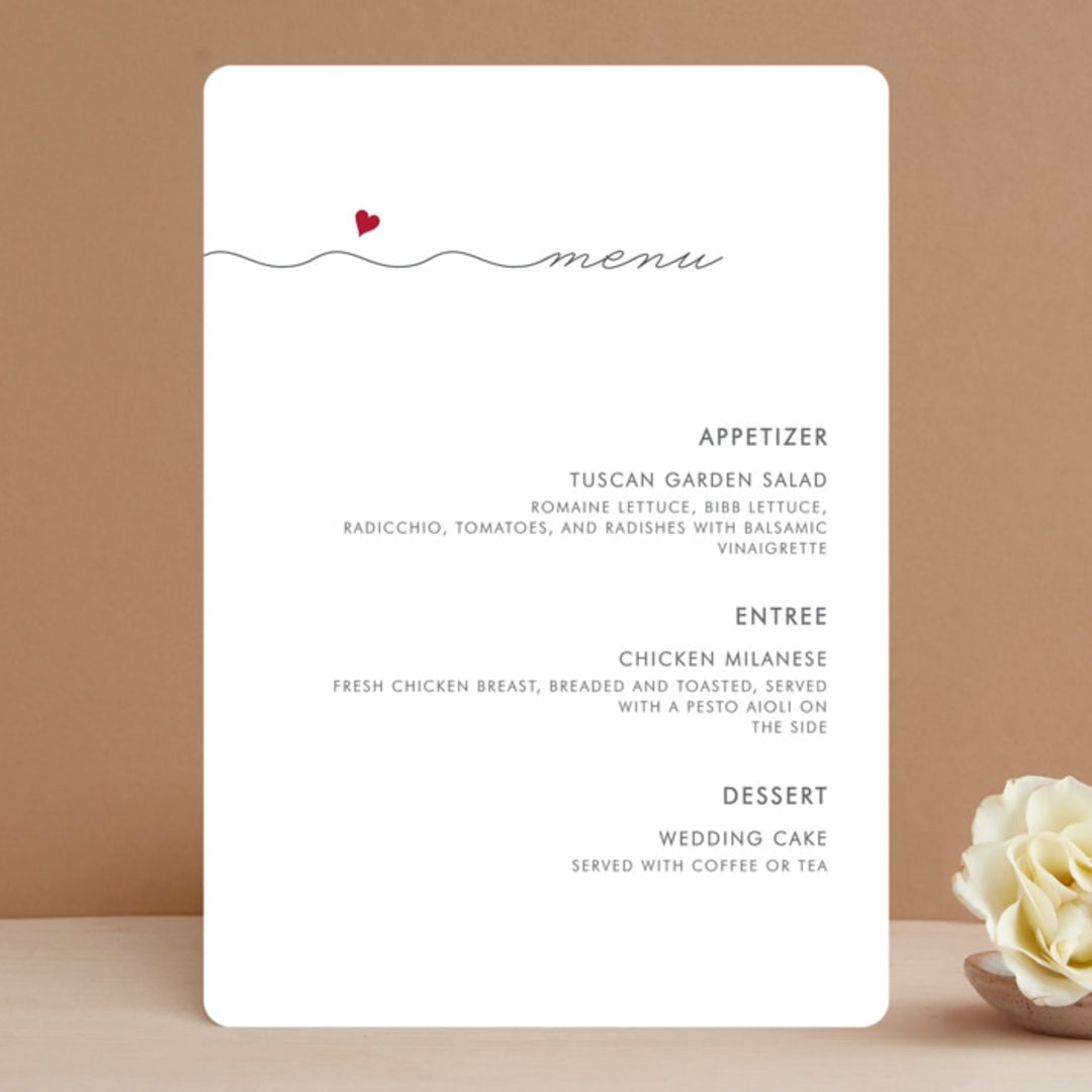 "Love Connection" - Menus in Red Hot by Kim Dietrich Elam - Front
