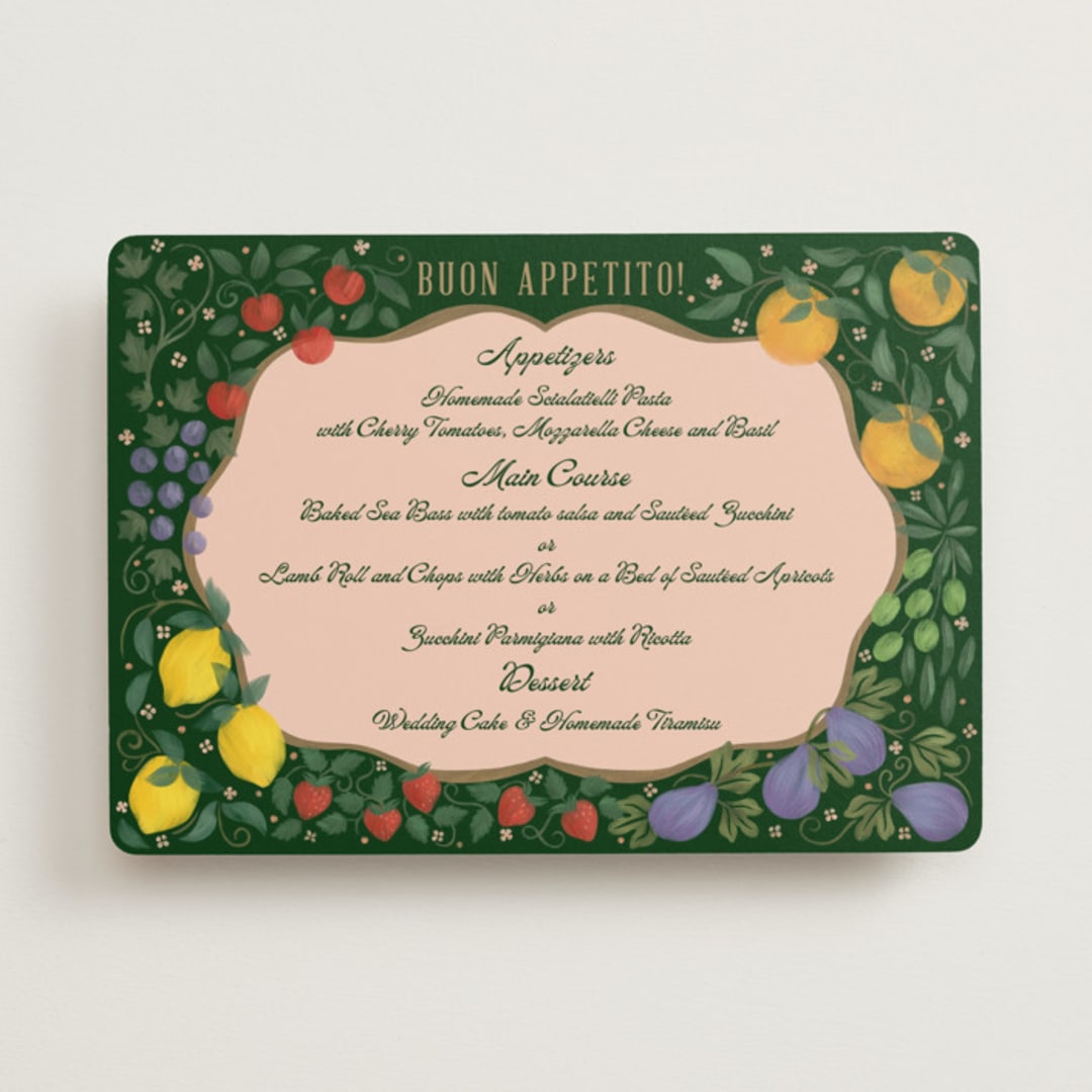 "Bountiful" - Menus in Verde by Paper Sun Studio - Front