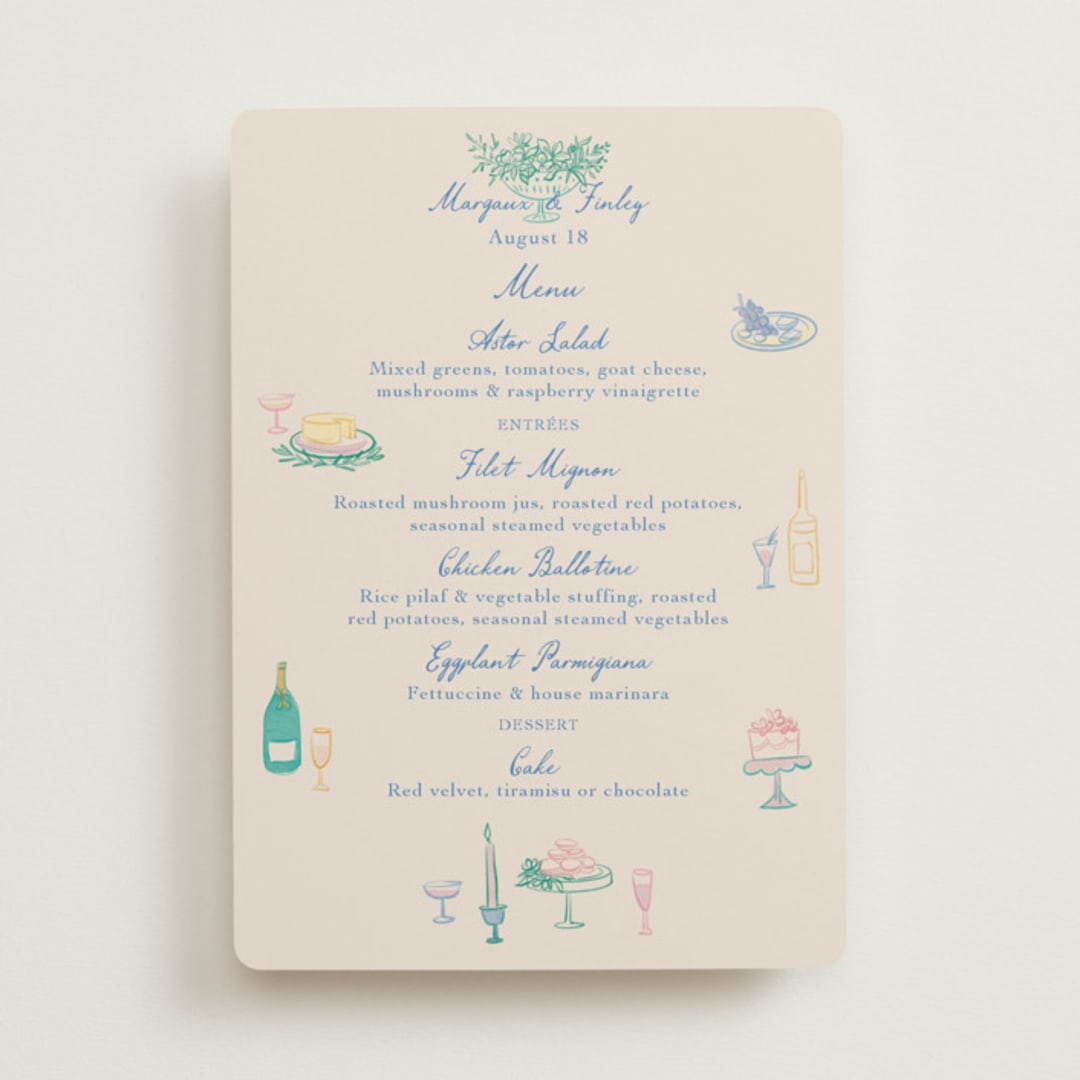 "Dining" - Menus in Pastel by Elly - Front
