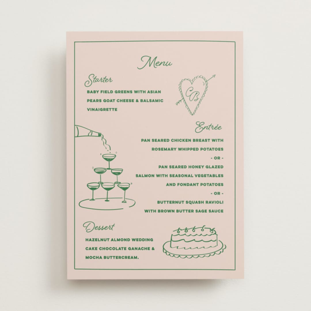 "Crazy Little Thing Called Love" - Menus in Avocado by Helena Vitto - Front