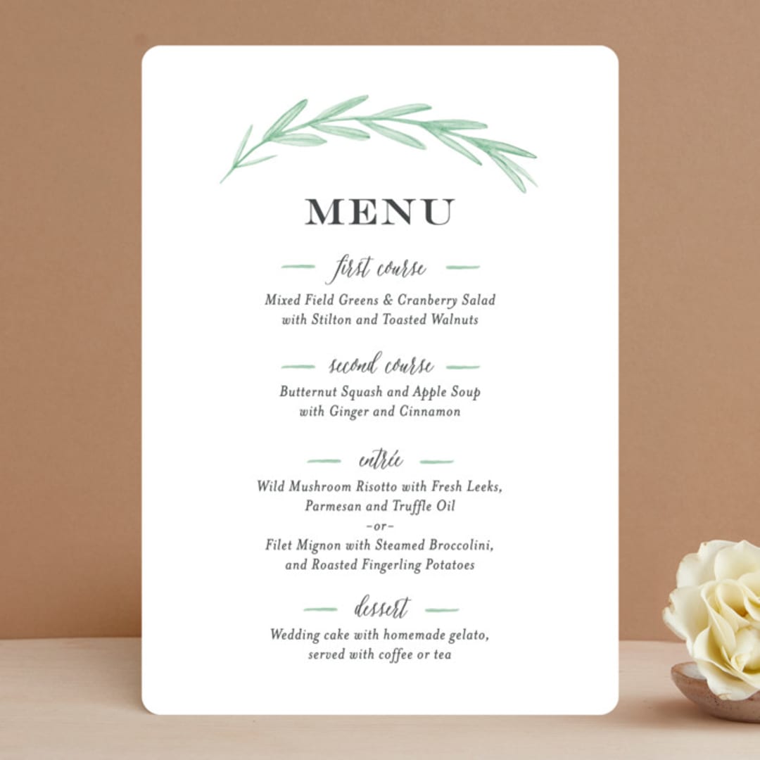 "Painted Leaves" - Menus in Evergreen by Olivia Raufman - Front