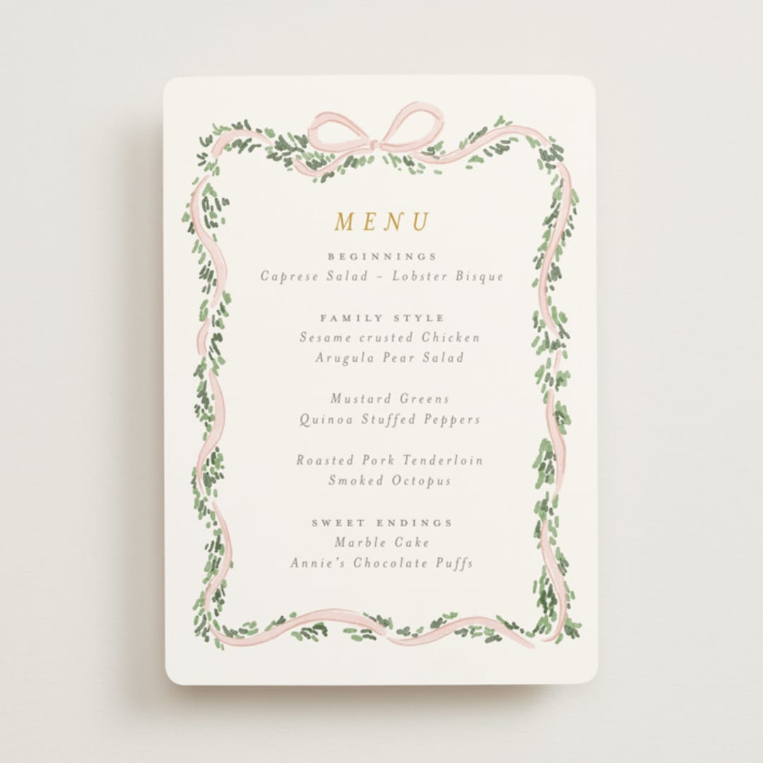 "Ribbonly Frame" - Menus in Blush by Itsy Belle Studio - Front