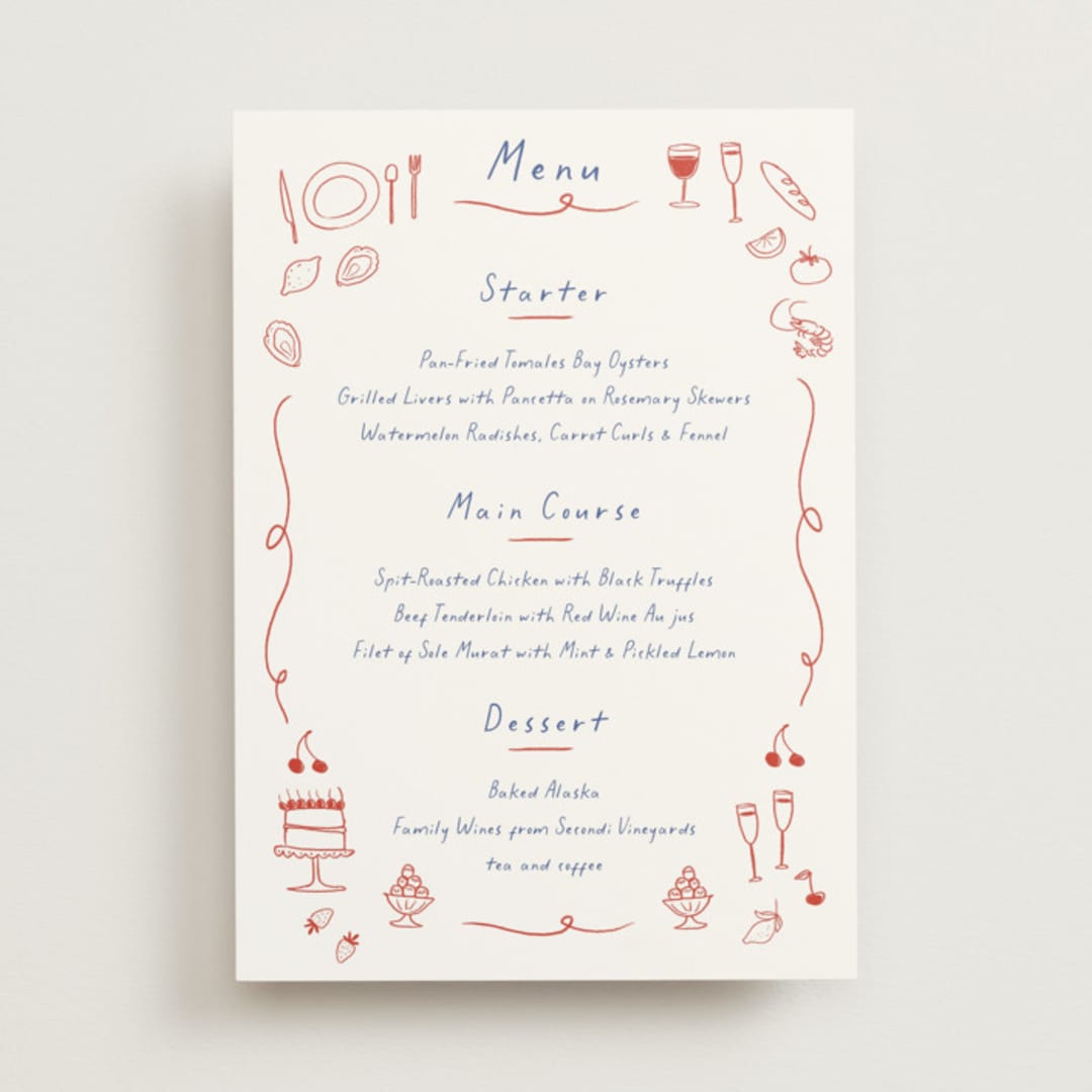 "Bon Vivant" - Menus in Cardinal by Ani Somi - Front