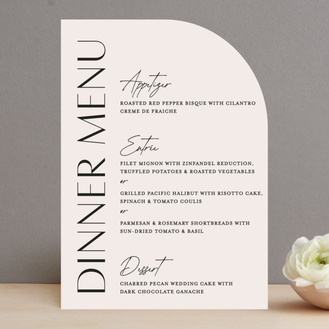 "Ascent" - Menus in Ecru by Erica Krystek - Front
