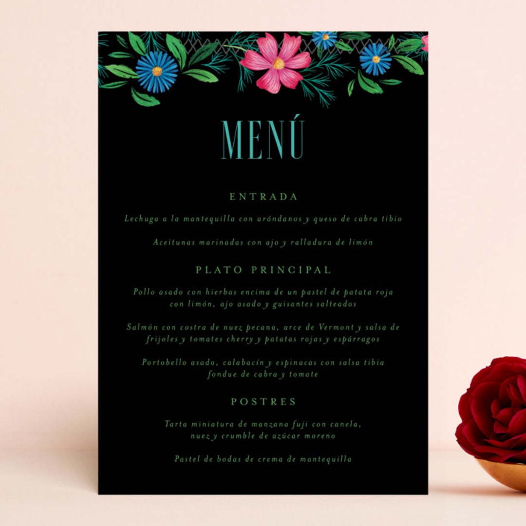"Embroidery" - Menus in Noche by Jackie Crawford - Front