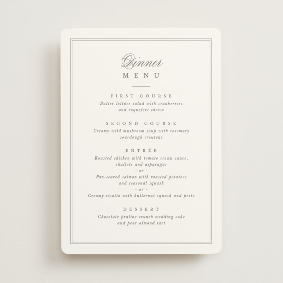 "Crawford" - Menus in Ivory by Amy Kross - Front