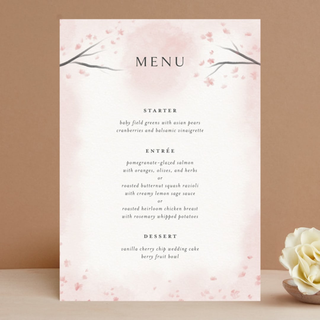 "Cherry Blossoms" - Menus in Cherry Blossom by Stephanie Hawkes - Front