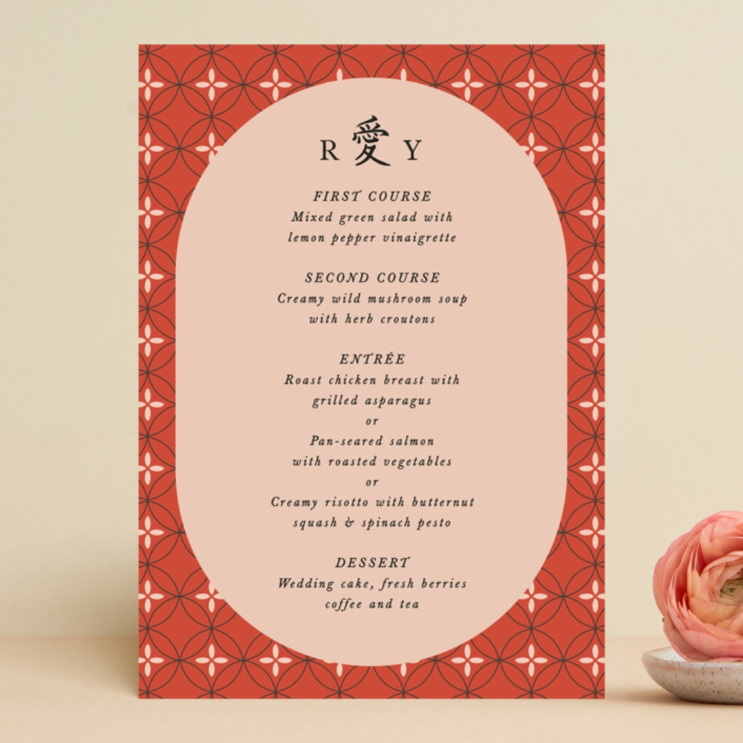 "Japanese Fabric" - Menus in Persimmon by Becky Nimoy - Front