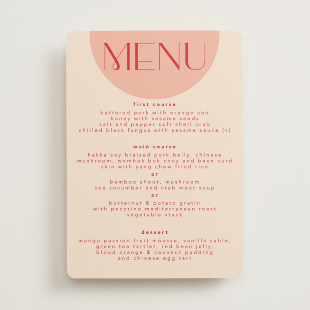 "Unity" - Menus in Blossom by Hudson meet Rose - Front