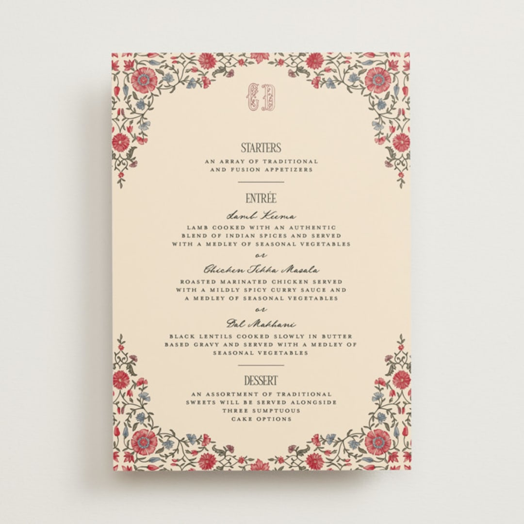 "Tapestry" - Menus in Almond by Jenna Holcomb - Front