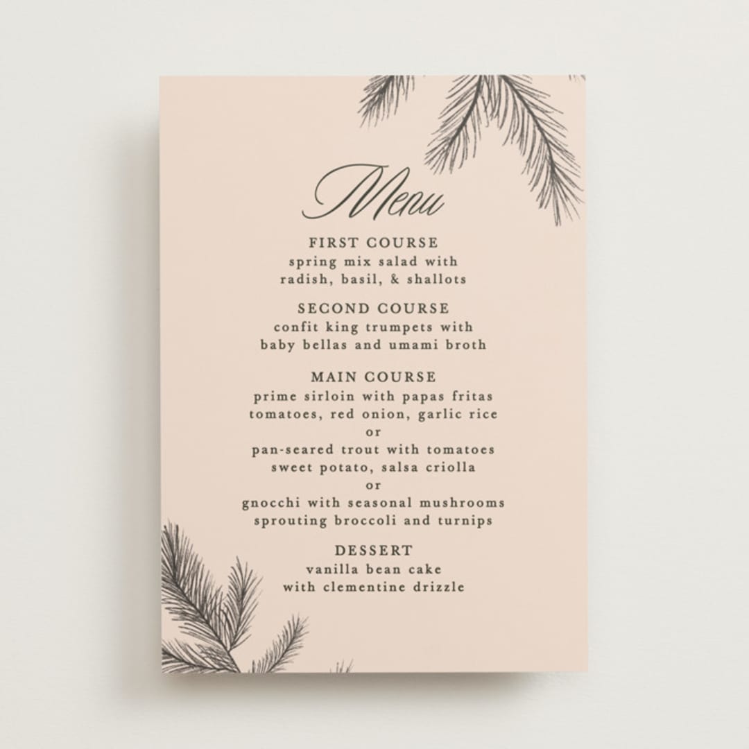"Arboretum" - Menus in Almond by Morgan Kendall - Front