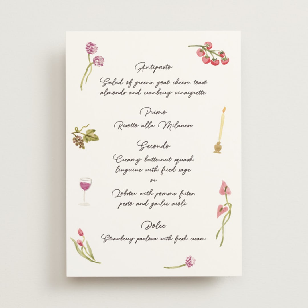 "Barolo" - Menus in Deep Blush by Pati Cascino - Front