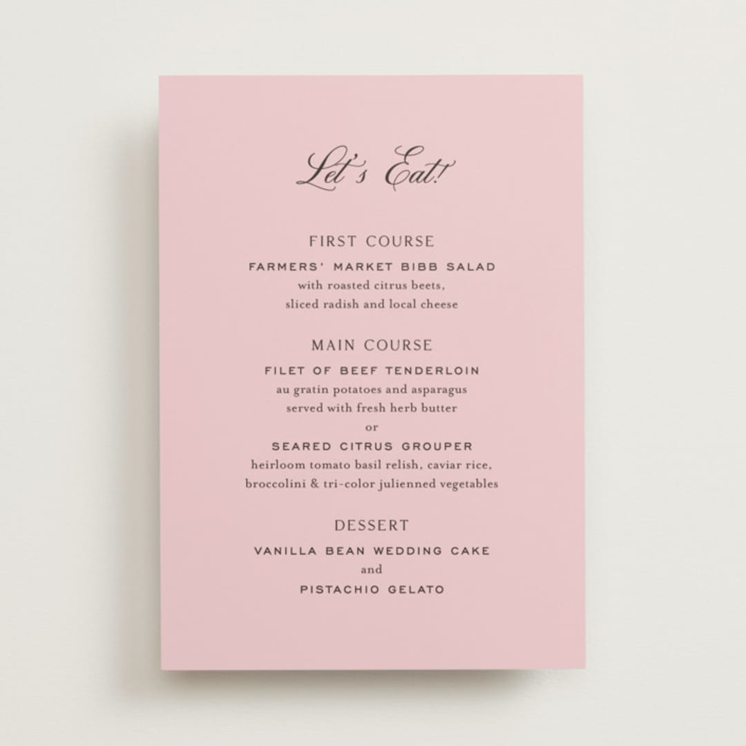 "Nola" - Menus in Peony by Megan Davis - Front