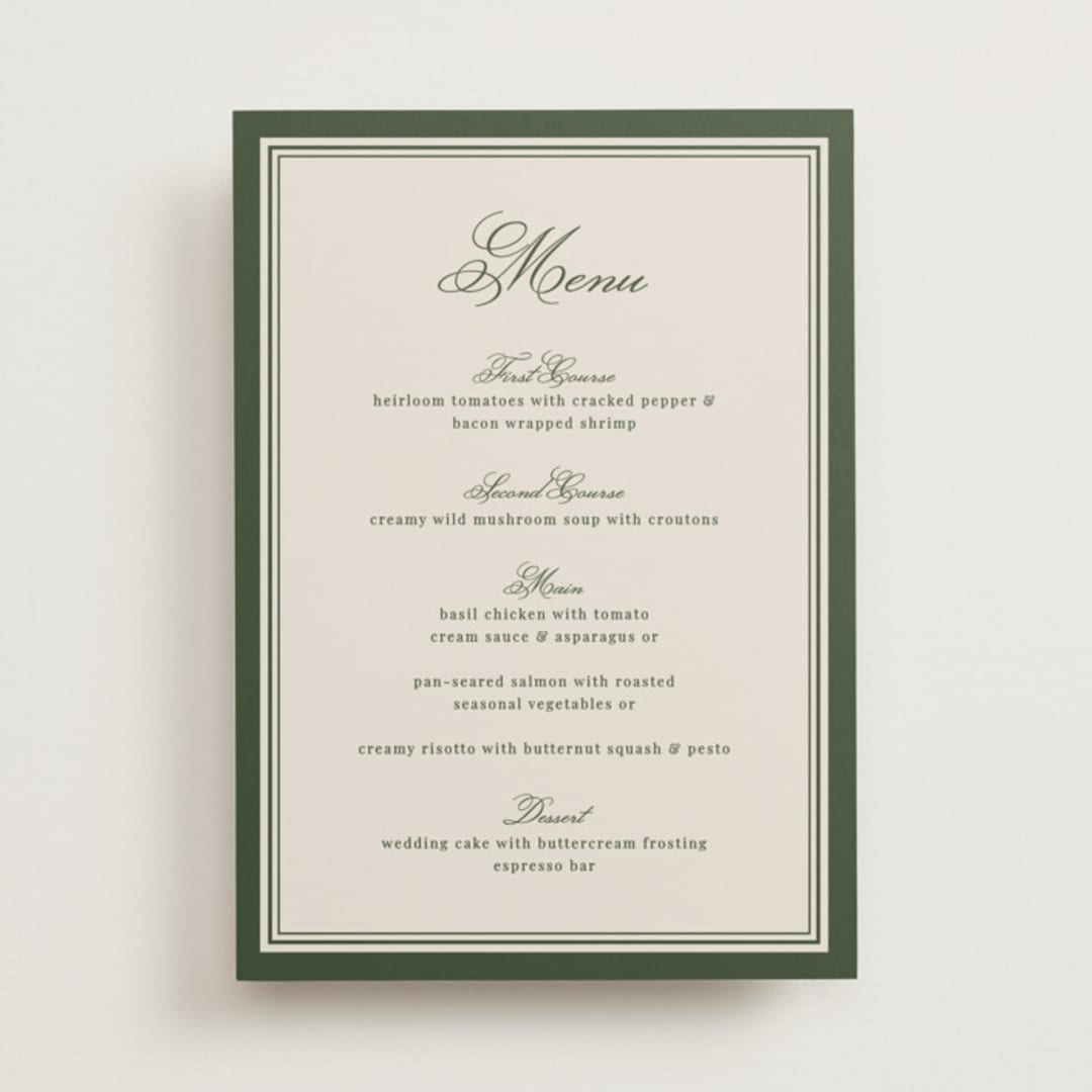 "Emerson" - Menus in Evergreen by Kelly Watkins - Front