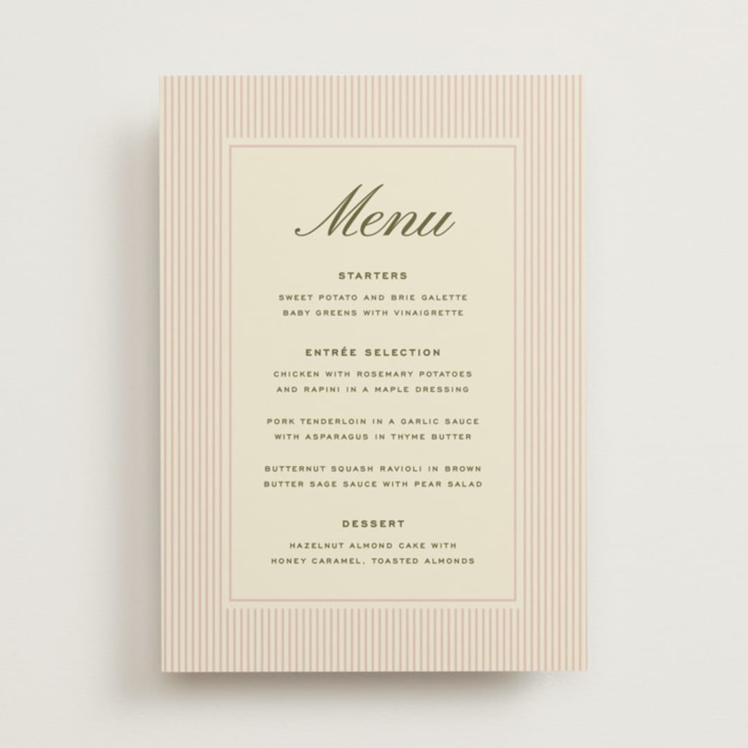 "hayden" - Menus in Blush by Ellen Schlegelmilch - Front