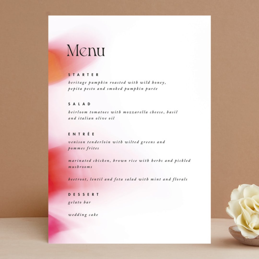 "Flamenco" - Menus in Hibiscus by Catherine Culvenor - Front