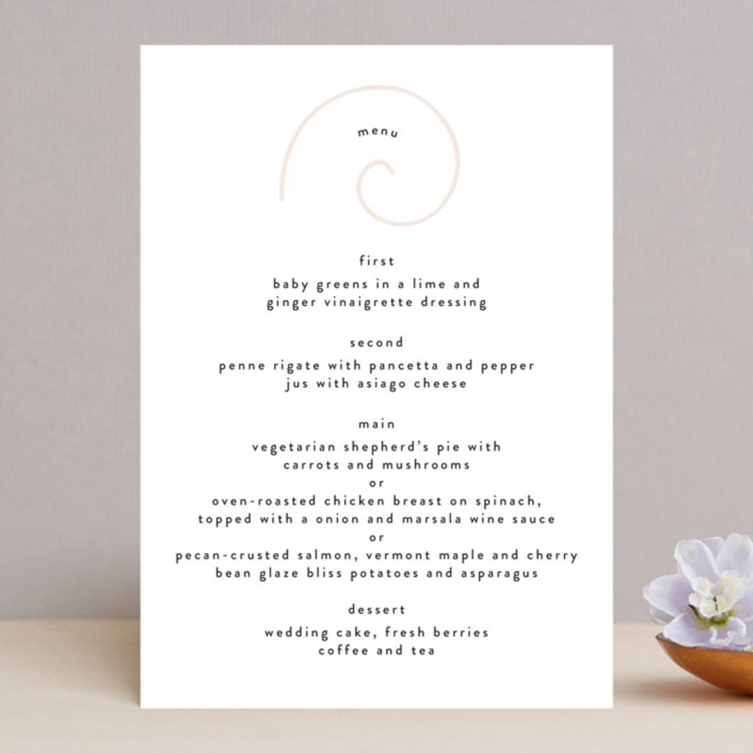 "symbol of optimism" - Menus in Blush by Phrosné Barwood - Front