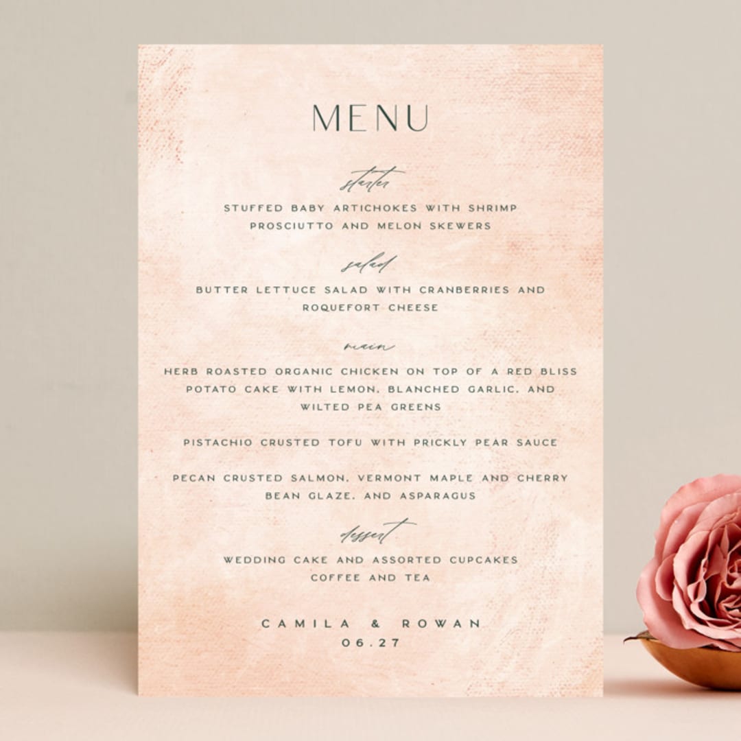 "New Blossoms" - Menus in Peach by Olivia Raufman - Front