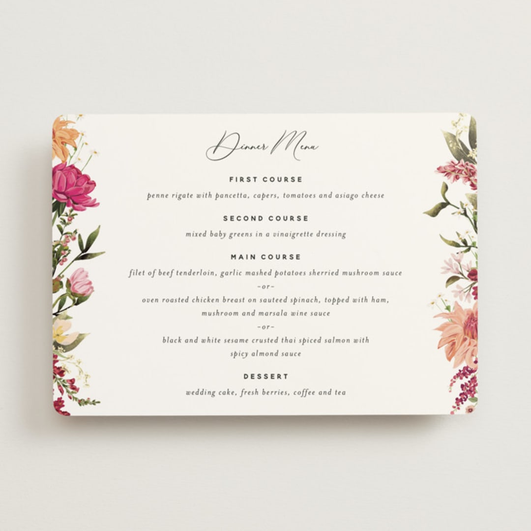 "Lush" - Menus in Magenta by Susan Moyal - Front