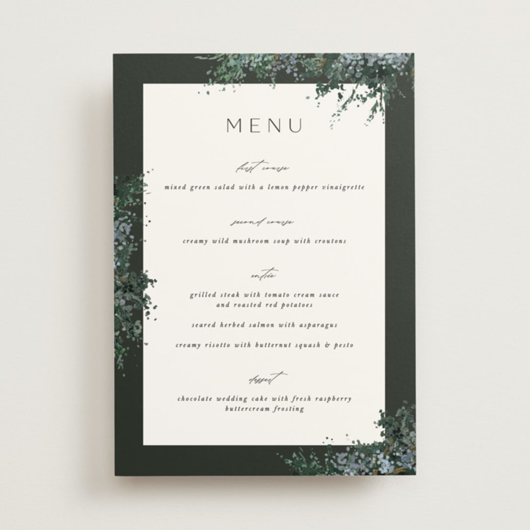 "Juniper" - Menus in Emerald by Kate Ahn - Front