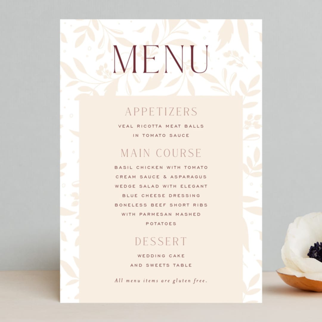"Moment" - Menus in Rose by Erin German - Front